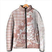 Beige Palaka Hawaiian And Japanese Padded Jacket Maneki Neko And Sakura Bloom DT05 - Polynesian Pride