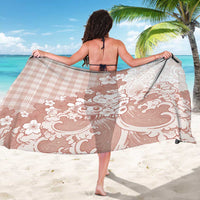Beige Palaka Hawaiian And Japanese Sarong Maneki Neko And Sakura Bloom DT05 - Polynesian Pride