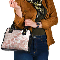 Beige Palaka Hawaiian And Japanese Shoulder Handbag Maneki Neko And Sakura Bloom DT05 - Polynesian Pride