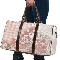 Beige Palaka Hawaiian And Japanese Travel Bag Maneki Neko And Sakura Bloom DT05 - Polynesian Pride