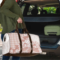 Beige Palaka Hawaiian And Japanese Travel Bag Maneki Neko And Sakura Bloom DT05 - Polynesian Pride