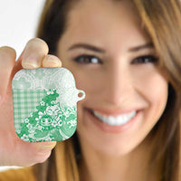 Green Palaka Hawaiian And Japanese AirPods Case Maneki Neko And Sakura Bloom DT05 - Polynesian Pride
