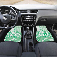 Green Palaka Hawaiian And Japanese Car Mats Maneki Neko And Sakura Bloom DT05 Set 2pcs - Front Green - Polynesian Pride