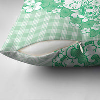 Green Palaka Hawaiian And Japanese Pillow Cover Maneki Neko And Sakura Bloom DT05 - Polynesian Pride