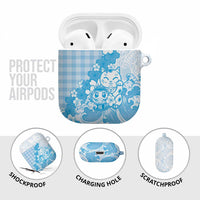 Blue Palaka Hawaiian And Japanese AirPods Case Maneki Neko And Sakura Bloom