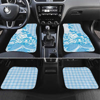 Blue Palaka Hawaiian And Japanese Car Mats Maneki Neko And Sakura Bloom DT05 Set 4pcs Blue - Polynesian Pride
