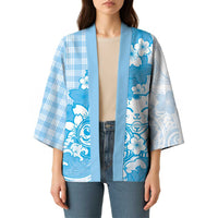 Blue Palaka Hawaiian And Japanese Kimono Maneki Neko And Sakura Bloom DT05 - Polynesian Pride