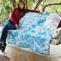 Blue Palaka Hawaiian And Japanese Quilt Maneki Neko And Sakura Bloom