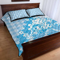 Blue Palaka Hawaiian And Japanese Quilt Bed Set Maneki Neko And Sakura Bloom DT05 - Polynesian Pride