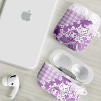 Purple Palaka Hawaiian And Japanese AirPods Case Maneki Neko And Sakura Bloom DT05 - Polynesian Pride