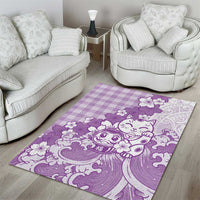 Purple Palaka Hawaiian And Japanese Area Rug Maneki Neko And Sakura Bloom DT05 - Polynesian Pride