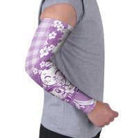Purple Palaka Hawaiian And Japanese Arm Sleeves Maneki Neko And Sakura Bloom DT05 - Polynesian Pride