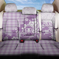 Purple Palaka Hawaiian And Japanese Back Car Seat Cover Maneki Neko And Sakura Bloom DT05 One Size Purple - Polynesian Pride