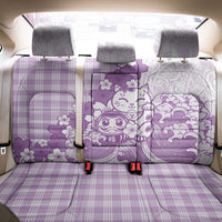 Purple Palaka Hawaiian And Japanese Back Car Seat Cover Maneki Neko And Sakura Bloom DT05 - Polynesian Pride