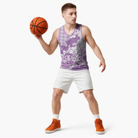 Purple Palaka Hawaiian And Japanese Basketball Jersey Maneki Neko And Sakura Bloom DT05 - Polynesian Pride