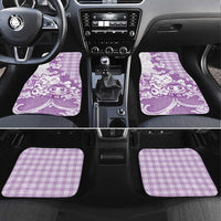Purple Palaka Hawaiian And Japanese Car Mats Maneki Neko And Sakura Bloom DT05 Set 4pcs Purple - Polynesian Pride