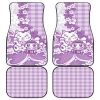 Purple Palaka Hawaiian And Japanese Car Mats Maneki Neko And Sakura Bloom DT05 - Polynesian Pride