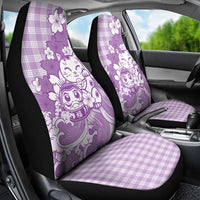 Purple Palaka Hawaiian And Japanese Car Seat Cover Maneki Neko And Sakura Bloom DT05 - Polynesian Pride