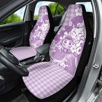 Purple Palaka Hawaiian And Japanese Car Seat Cover Maneki Neko And Sakura Bloom DT05 - Polynesian Pride