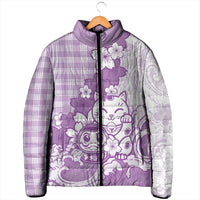 Purple Palaka Hawaiian And Japanese Padded Jacket Maneki Neko And Sakura Bloom DT05 - Polynesian Pride
