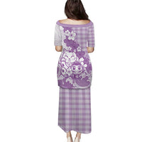 Purple Palaka Hawaiian And Japanese Puletasi Maneki Neko And Sakura Bloom DT05 - Polynesian Pride