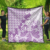 Purple Palaka Hawaiian And Japanese Quilt Maneki Neko And Sakura Bloom DT05 - Polynesian Pride