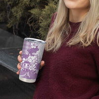 Purple Palaka Hawaiian And Japanese Tumbler Cup Maneki Neko And Sakura Bloom DT05 - Polynesian Pride