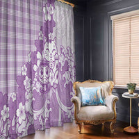Purple Palaka Hawaiian And Japanese Window Curtain Maneki Neko And Sakura Bloom DT05 - Polynesian Pride