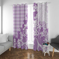 Purple Palaka Hawaiian And Japanese Window Curtain Maneki Neko And Sakura Bloom DT05 With Grommets Purple - Polynesian Pride