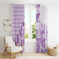 Purple Palaka Hawaiian And Japanese Window Curtain Maneki Neko And Sakura Bloom DT05 - Polynesian Pride