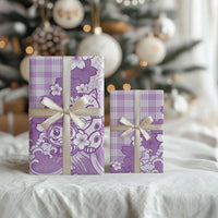 Purple Palaka Hawaiian And Japanese Wrapping Paper Maneki Neko And Sakura Bloom DT05 - Polynesian Pride