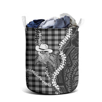 Black Hawaii Palaka Cowboy Turtle Laundry Basket Hawaiian Paniolo Puakenikeni Maile Lei DT05 - Polynesian Pride