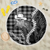 Black Hawaii Palaka Cowboy Turtle Beach Blanket Hawaiian Paniolo Puakenikeni Maile Lei DT05 One Size 150cm Black - Polynesian Pride