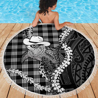 Black Hawaii Palaka Cowboy Turtle Beach Blanket Hawaiian Paniolo Puakenikeni Maile Lei DT05 - Polynesian Pride