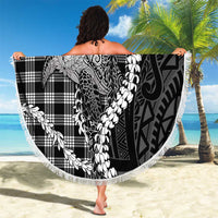 Black Hawaii Palaka Cowboy Turtle Beach Blanket Hawaiian Paniolo Puakenikeni Maile Lei DT05 - Polynesian Pride