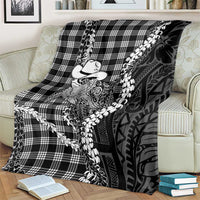 Black Hawaii Palaka Cowboy Turtle Blanket Hawaiian Paniolo Puakenikeni Maile Lei DT05 - Polynesian Pride