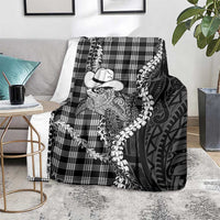 Black Hawaii Palaka Cowboy Turtle Blanket Hawaiian Paniolo Puakenikeni Maile Lei DT05 - Polynesian Pride