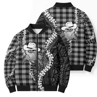 Black Hawaii Palaka Cowboy Turtle Bomber Puffer Jacket Hawaiian Paniolo Puakenikeni Maile Lei