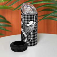 Black Hawaii Palaka Cowboy Turtle 4 in 1 Can Cooler Tumbler Hawaiian Paniolo Puakenikeni Maile Lei