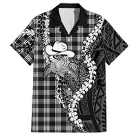Black Hawaii Palaka Cowboy Turtle Family Matching Off Shoulder Maxi Dress and Hawaiian Shirt Hawaiian Paniolo Puakenikeni Maile Lei