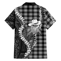 Black Hawaii Palaka Cowboy Turtle Family Matching Puletasi and Hawaiian Shirt Hawaiian Paniolo Puakenikeni Maile Lei