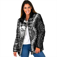 Black Hawaii Palaka Cowboy Turtle Padded Jacket Hawaiian Paniolo Puakenikeni Maile Lei DT05 Women Black - Polynesian Pride