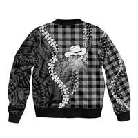 Black Hawaii Palaka Cowboy Turtle Sleeve Zip Bomber Jacket Hawaiian Paniolo Puakenikeni Maile Lei DT05 - Polynesian Pride
