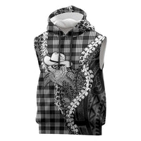 Black Hawaii Palaka Cowboy Turtle Sleeveless Hoodie Hawaiian Paniolo Puakenikeni Maile Lei