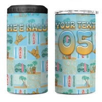 Custom Hawaii Surfing 4 in 1 Can Cooler Tumbler He'e Nalu DT05 One Size: 16 oz Blue - Polynesian Pride