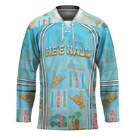 Custom Hawaii Surfing Hockey Jersey He'e Nalu DT05 Unisex Blue - Polynesian Pride