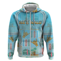 Custom Hawaii Surfing Hoodie He'e Nalu DT05 Zip Hoodie Blue - Polynesian Pride