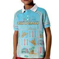 Custom Hawaii Surfing Kid Polo Shirt He'e Nalu DT05 Kid Blue - Polynesian Pride