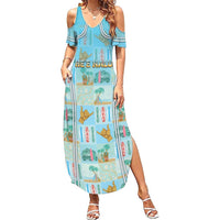 Custom Hawaii Surfing Summer Maxi Dress He'e Nalu DT05 Women Blue - Polynesian Pride
