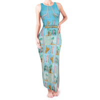 Custom Hawaii Surfing Tank Maxi Dress He'e Nalu DT05 Women Blue - Polynesian Pride